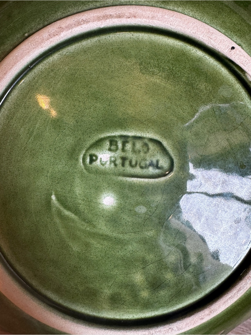 2 Vintage Green BELO Portugal Geranium Floral Plates 8” - Picture 3 of 5